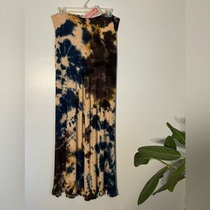 Tie-Dye Highrise wide-leg Flowy Pants- Blue, Black, Cream